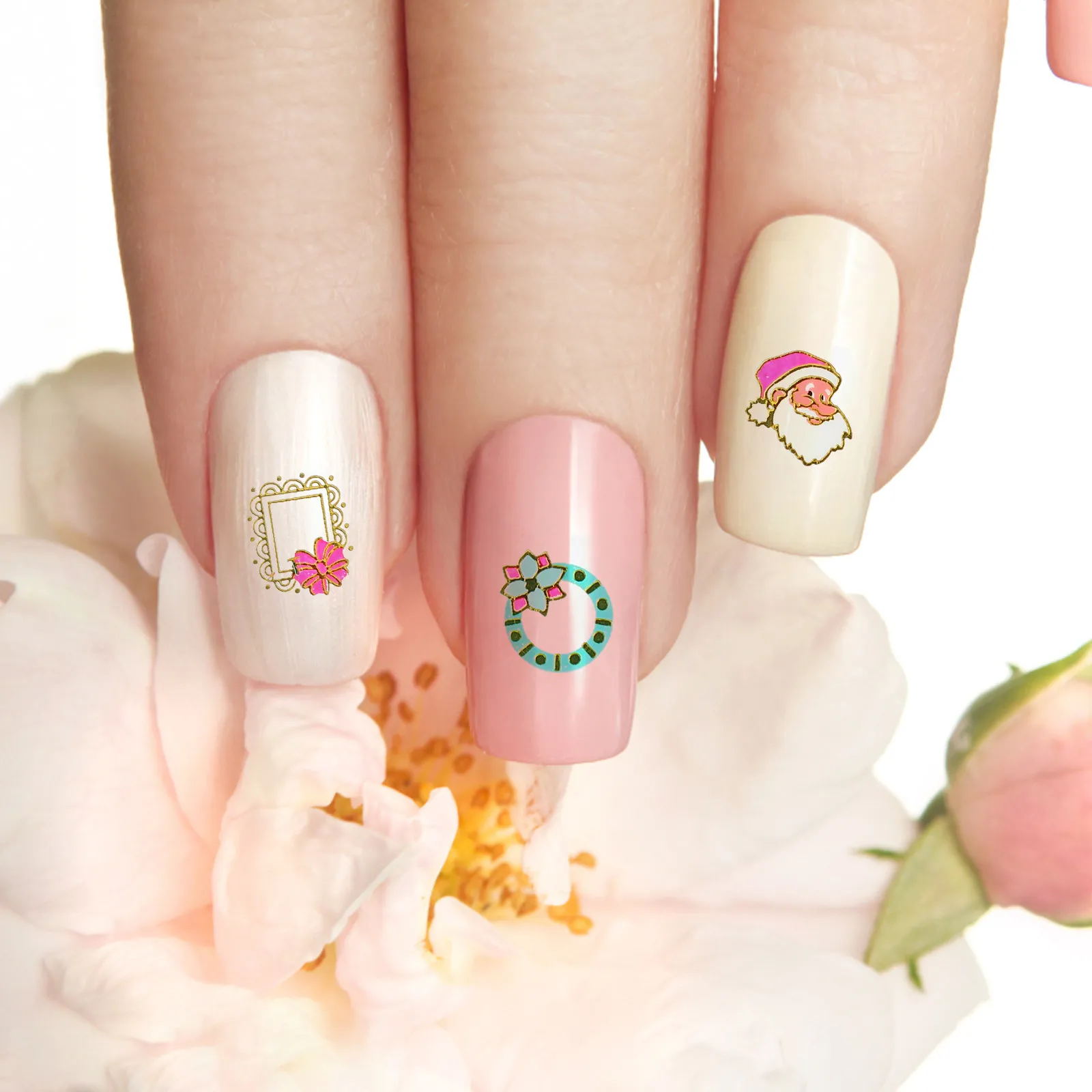 

24 Sheets Christmas Nail Art Stickers Winter 3D Self Adhesive Miss Santa Claus Decorative Manicure Decals Perfect Fit Style Nail