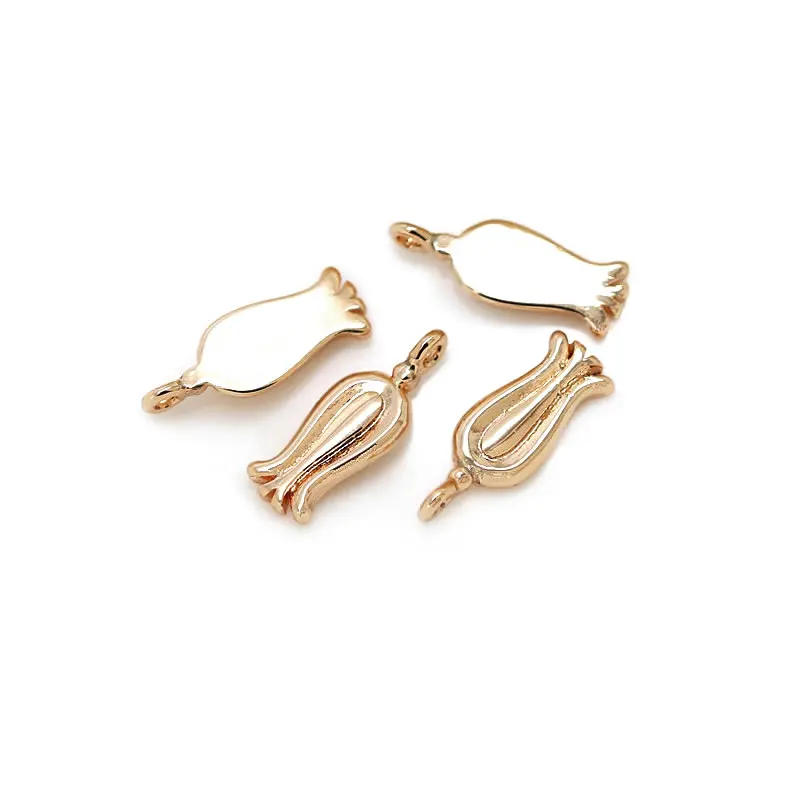 18K Gold Color Brass Flower Bud Charms Pendants High Quality Diy Jewelry Making Supplies Necklace Earrings Accessories for Women