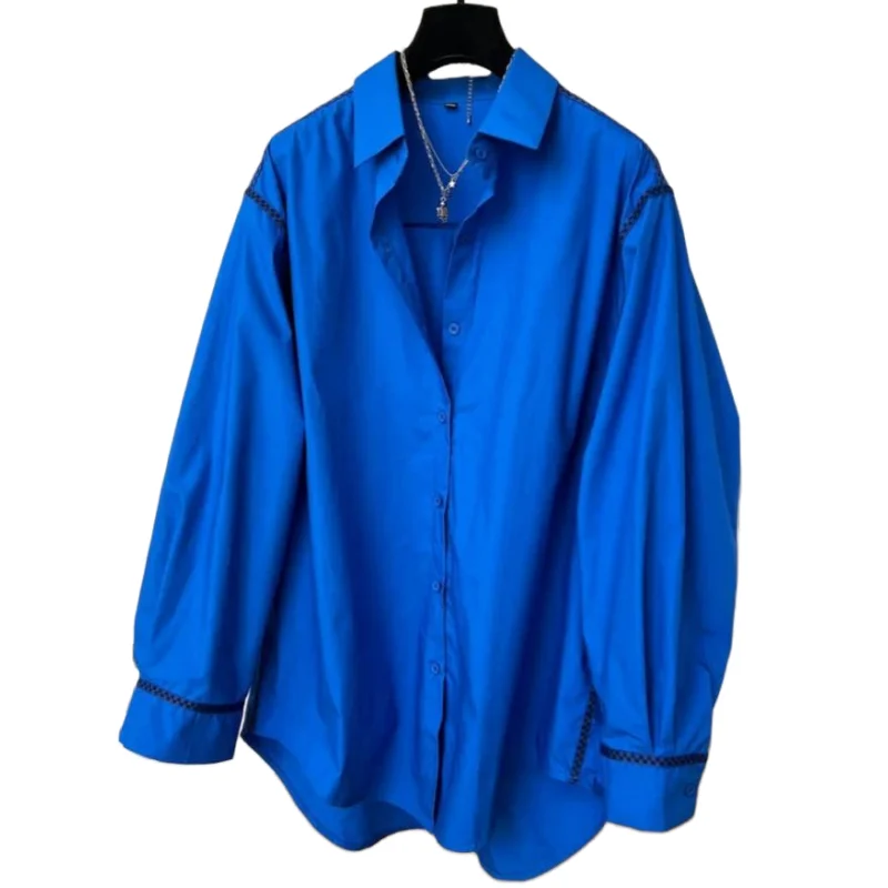 Design Sense Niche Loose Lazy Style Shirt Women Turn-down Collar Long Sleeve Shirt Korean Harajuku Casual Tops
