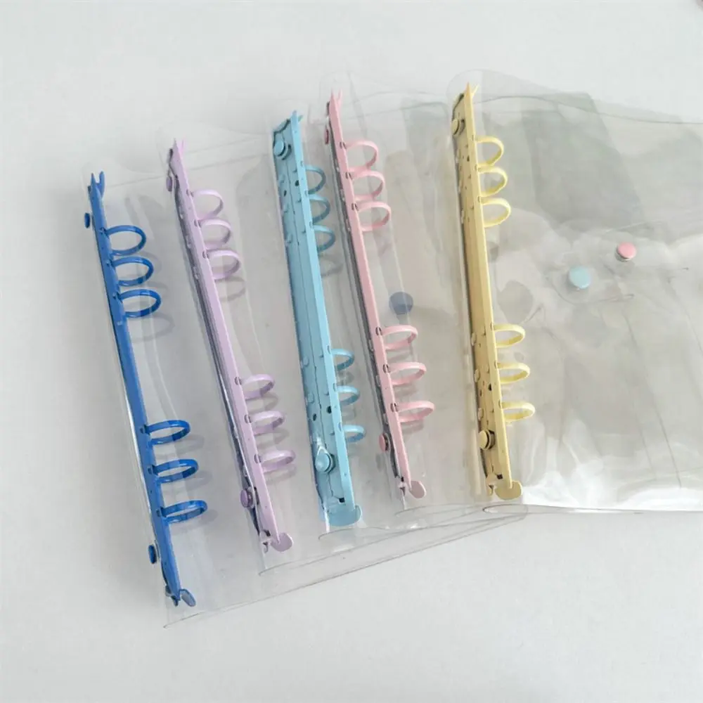 

PVC and Metal A5 Binder Transparent 6-hole Loose Leaf Notebook Shell Waterproof Multiple Colors Photocards Holder Students