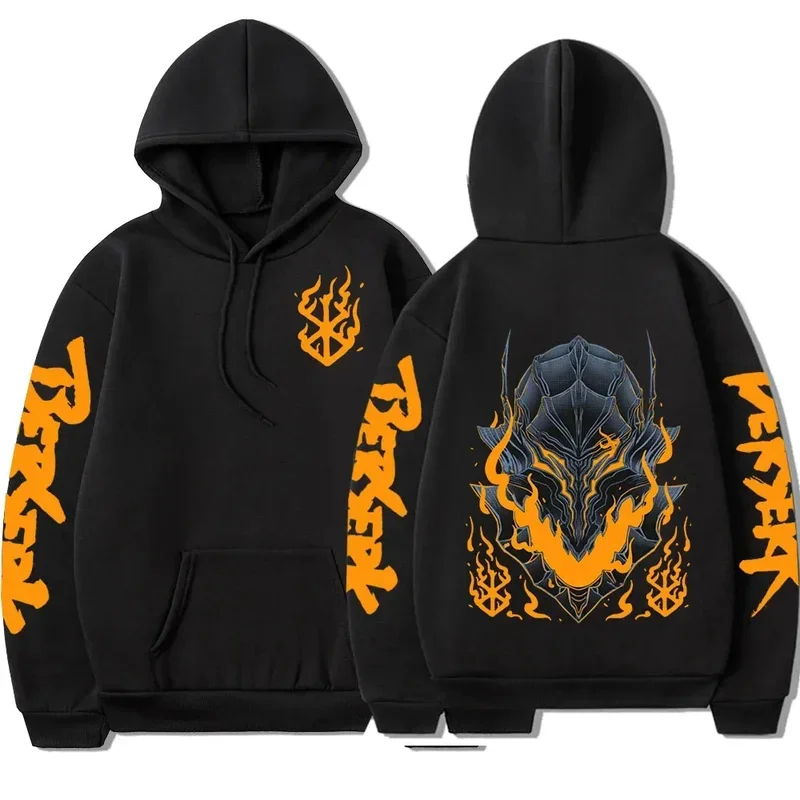 Guts scorch flame printed pullover hoodie women fashion sweatshirts man casual Harajuku streetwear pullovers 2024 berserk hoodie