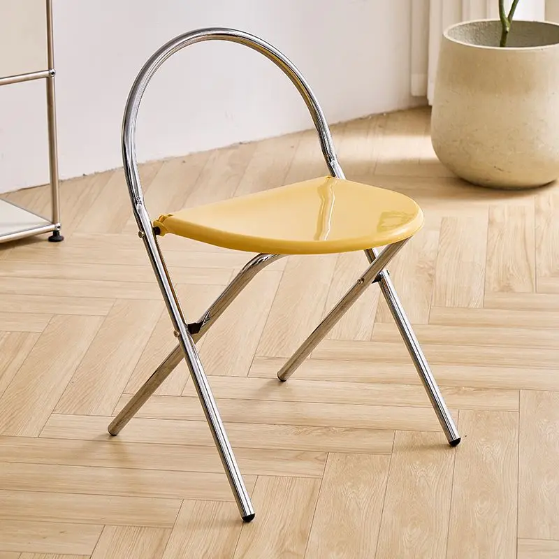 

%j forModern Folding Accent Chair Chrome Frame Space-Saving Plastic Dining Chair Portable Living Room & Office Furniture*