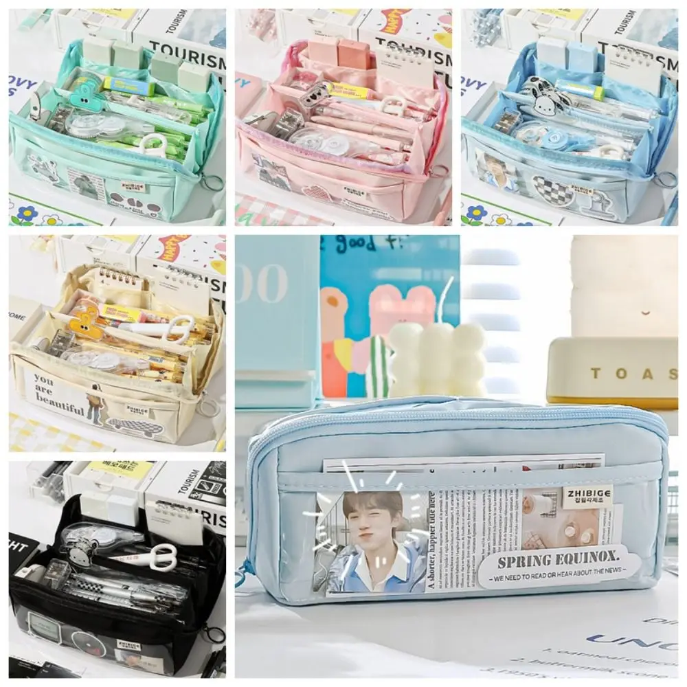 Multilayer Transparent Layer Pencil Case Prism-shaped Zipper 10 Layers Pencil Case Simplicity High Face Value