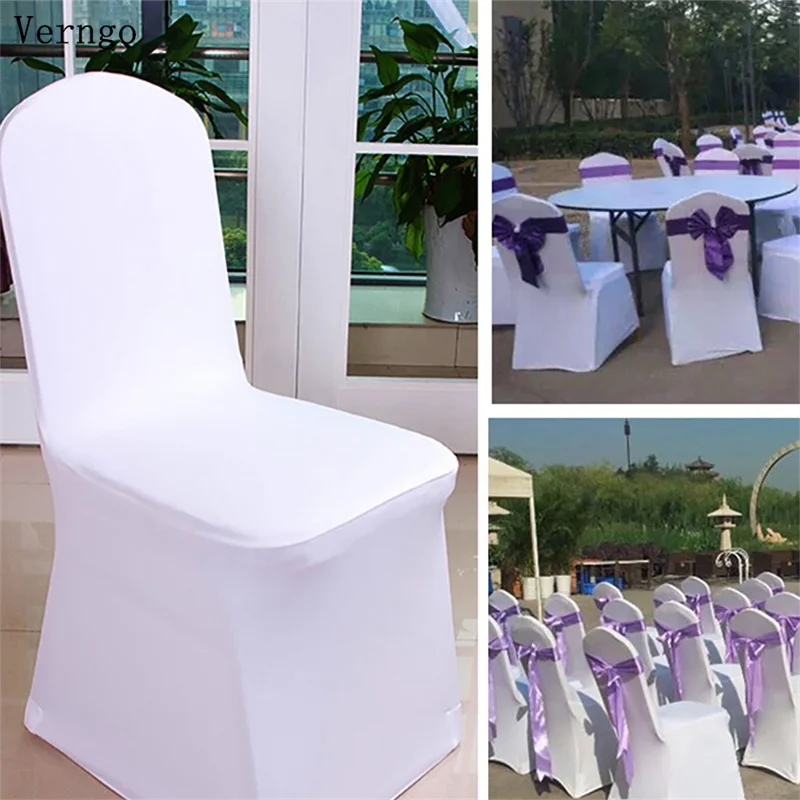 Verngo  Wedding Chair Covers Stretch Polyester Spandex Slipcover Folding Flat Front Chair Covers for Hotel Dining Party 50 Pics