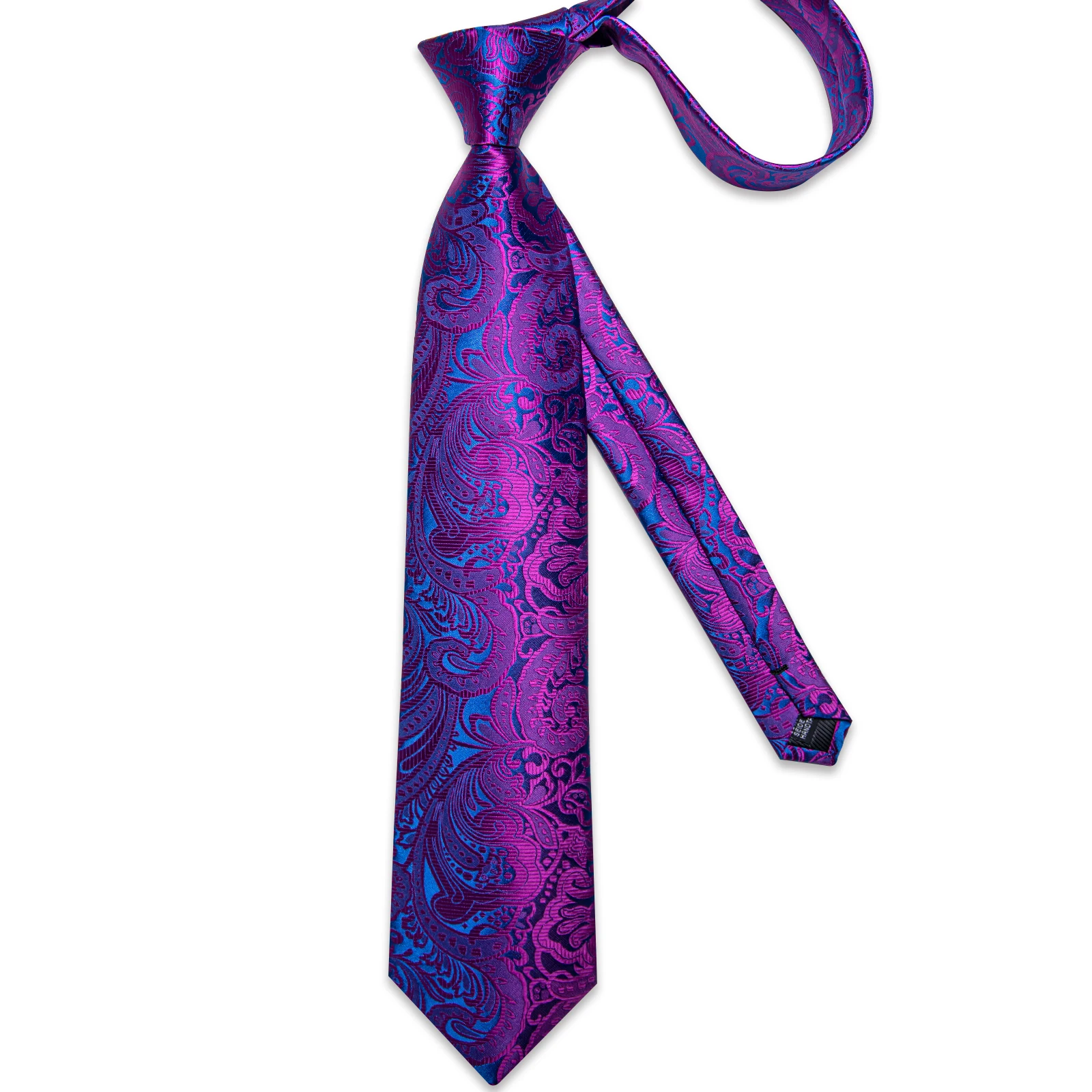Luxuriöses Lila Paisley-Muster Herren-Krawatten-Set mit Taschentuch und Manschettenknöpfen, 8 cm, Hochzeits- und Party-Accessoires, Geschenk für den Ehemann – Detail 10