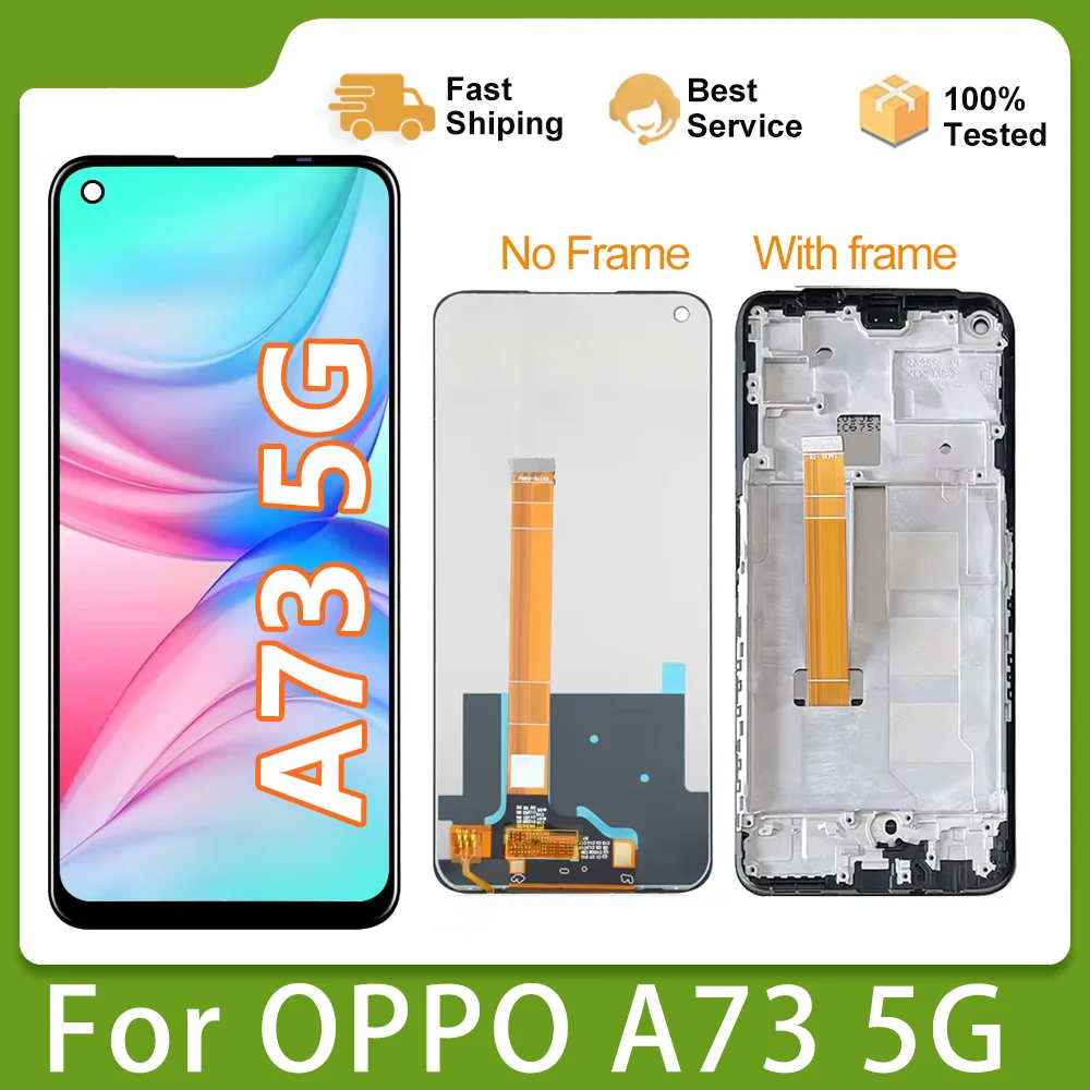 Высококачественный ЖК-дисплей для Oppo A73 5G, сенсорная панель, дигитайзер в сборе для Oppo A73 5G CPH2161, замена рамки дисплея
