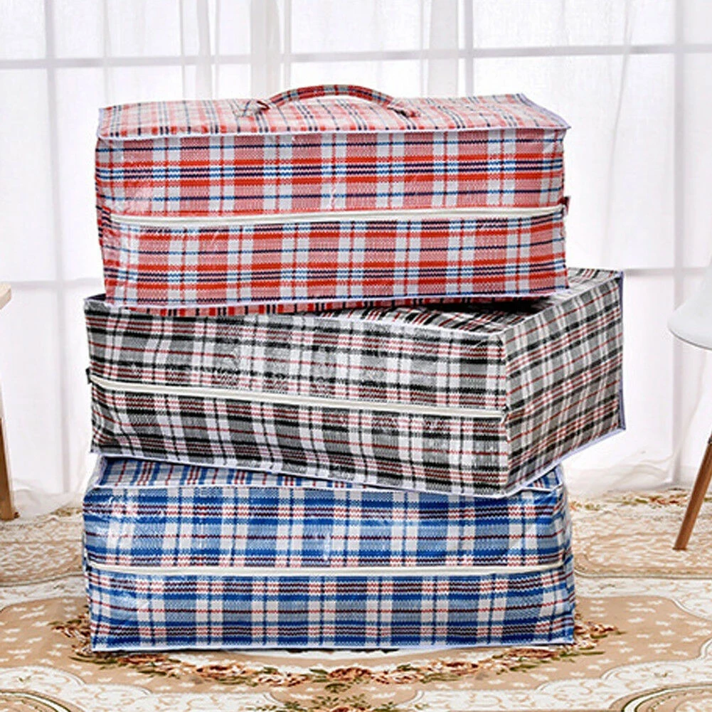 2024 New Waterproof Portable Storage Bags Classic Plaid Printing Large Capacity Quilt Clothes Oxford Organizer Home Storage Bag