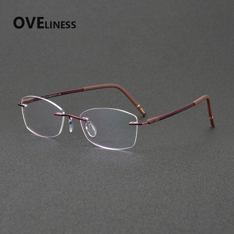 2027 Pure Titanium Cat eye Rimless Pure Titanium Glasses frame Retro Frameless Luxury Eyeglasses frame Women eyewear