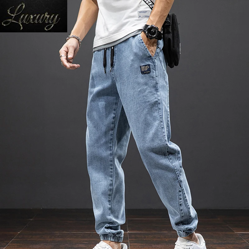 

Spring Summer Black Blue Cargo Jeans Men Streetwear Denim Jogger Pants Jean Trousers