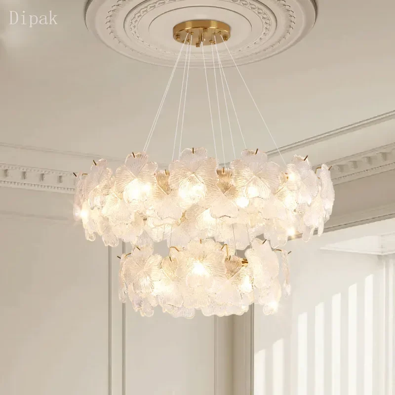 

Circular modern high-end floral design LED villa living room dining room kitchen bedroom circular crystal chandelier