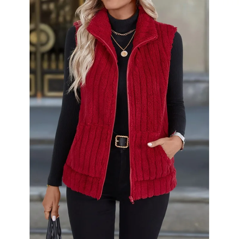 

Plush Lapel Vest Women's Furry Jacket Cross-Border Style Fashionable Inner Wear Regular Length Premium Quality Vest