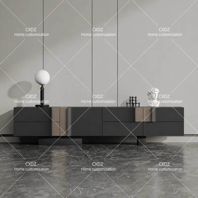 Modern Light Luxury TV Cabinet Solid Wood Wall Mounted Storage Unit for Living Room Villa Audio Visual Console Furniture