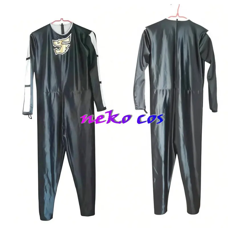 

nekocos engine sentai Go-Onger black fitting bodysuit jumpsuit satin fabric Cosplay costume