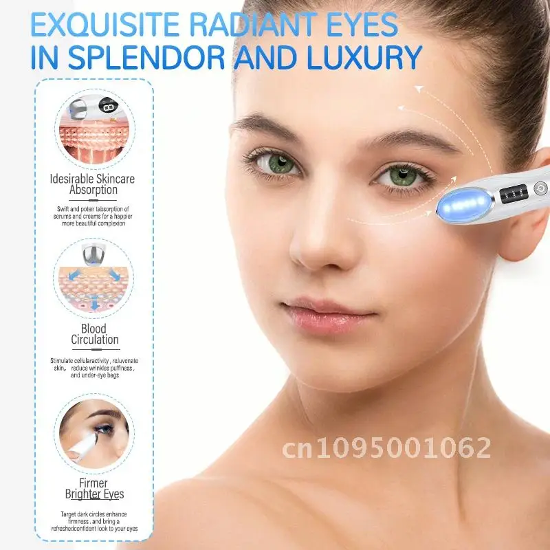 Electric Eye Massager Pen LED Photon Therapy Vibration Heated Skin Anti-aging Care Dark Wrinkle Device Circle Removal Puffiness