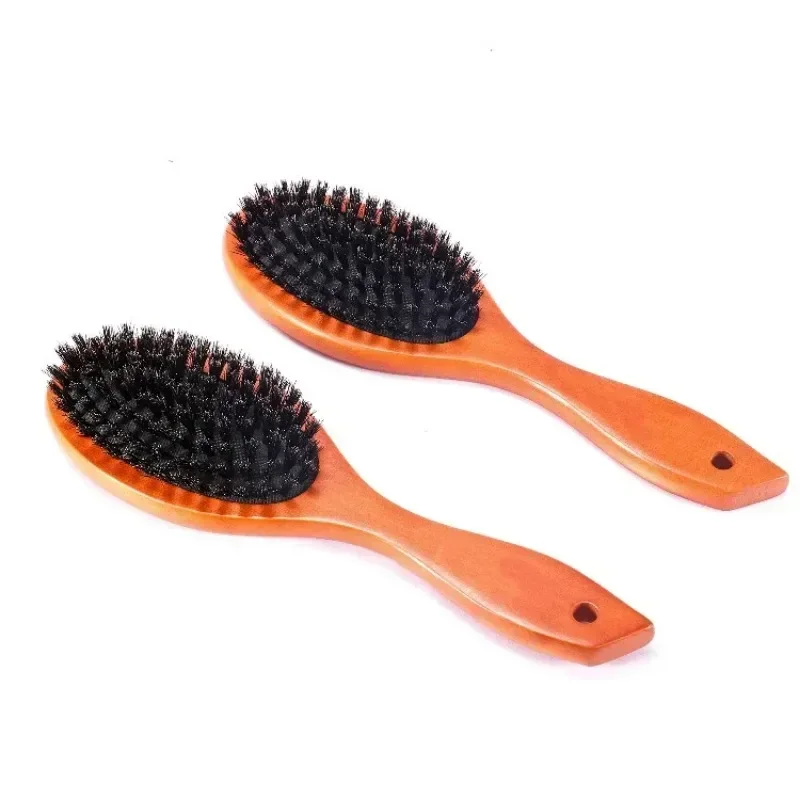 Natural Boar Bristle Hairbrush Massage Comb Anti-static Hair Scalp Paddle Brush Beech Wooden Handle Hair Brush Comb Styling Tool