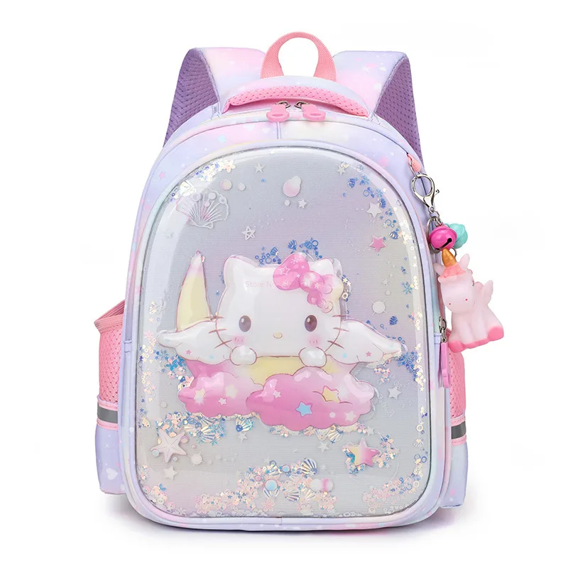 Mochila escolar de protección de columna vertebral para niños, Bolsa Escolar de dibujos animados de Hello Kitty, unicornio, sirena, Linda impresión, gran capacidad, nueva