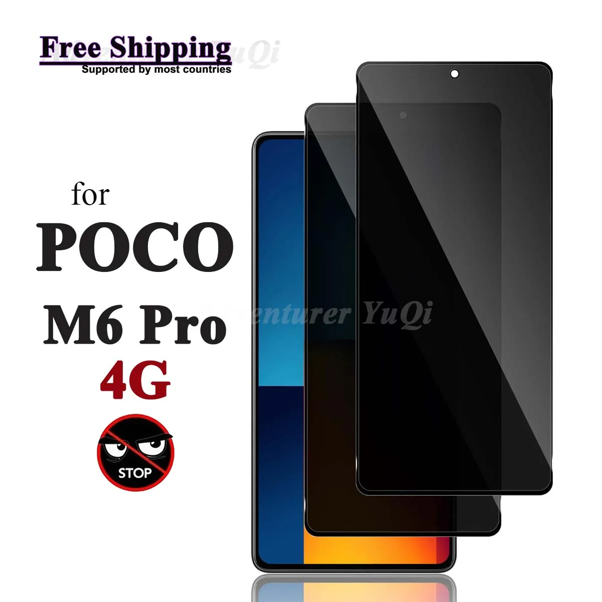 

Anti Spy Screen Protector For POCO M6 Pro 4G Xiaomi, Tempered Glass Privacy Anti Peep Scratch 9H Case Friendly High Aluminum