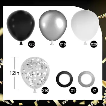 60個裝黑色和銀色派對彩紙氣球,12吋乳膠氣球,適用於畢業典禮裝飾、嬰兒派對、婚禮派對 10 最佳銷售 畢業裝飾 - №5