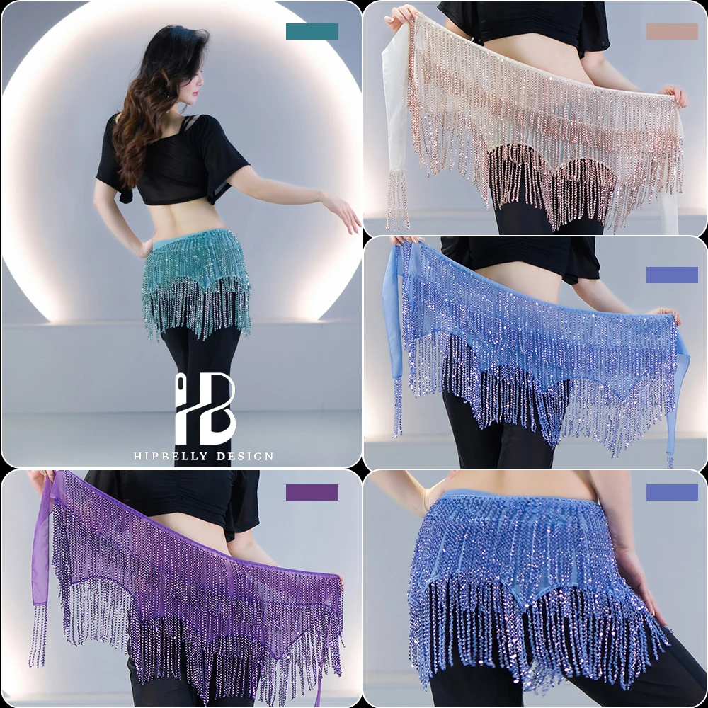 Nieuwe Sprankelende Pailletten Fringe Buikdans Hippe Sjaal Taille Ketting Riem voor Vrouwen Oosterse Dansvoorstelling Show Kostuum Accessoires