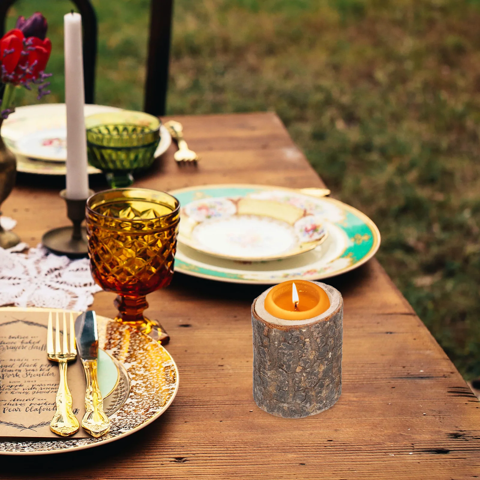 6Pcs Wooden Stand Modern Versatile Plant Holder Tealight Votive Holder Elegant Tabletop Decoration for Home