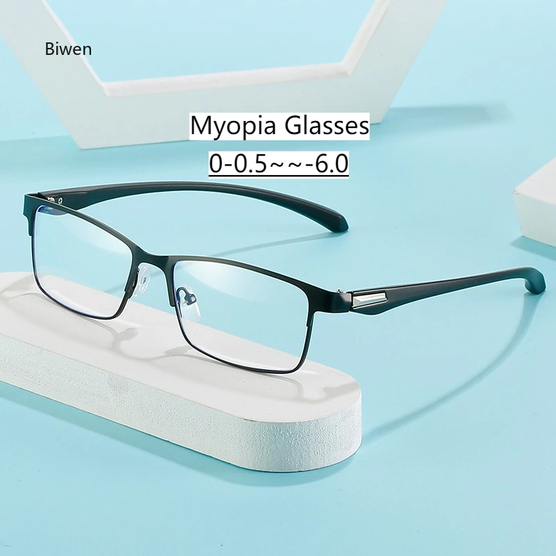 

Новые мужские полурамные деловые очки для близорукости, блокирующие синий свет, защита глаз, очки для близорукости, ультра легкие очки унисекс