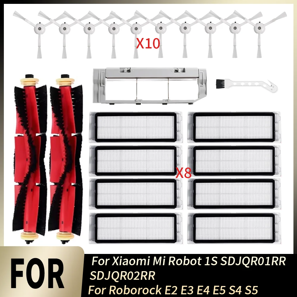 Effizienter Filtermopp, Haupt- und Seitenbürste, Ersatzteil für Xiaomi Mi Robot 1S SDJQR01RR SDJQR02RR, für Roborock E2 E3 E4 S4 S5 Laser Kit