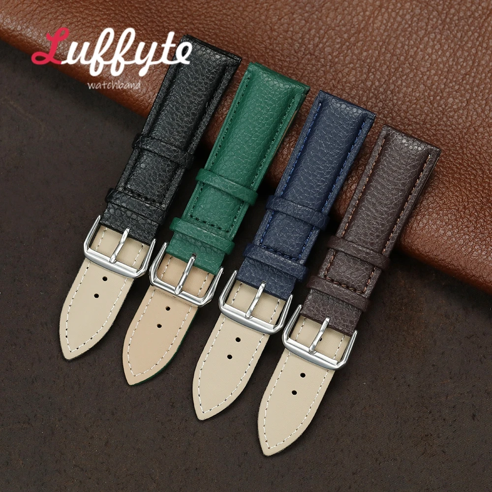Casual PU Leder Armband 16mm 18mm 20mm 22mm Handgelenk Gürtel Männer Frauen Litschi Muster Design Ersatz armbanduhr Armband