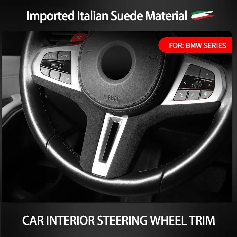 For BMW Italy Super Suede Car Steering Wheel Cover Trim Sticker New 1/3/4/5/6/7 Series X1 X2 X3 X4 X5 X6 X7 M8 F91 F92 F93 Z4