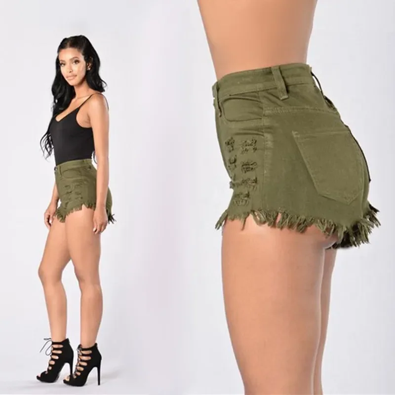 Denim Shorts Women Pant Jeans Slim Fit High Waist Straight Trousers Y2k Streetwear Hip Wrap Raw Edge Beach Work Summer view 6