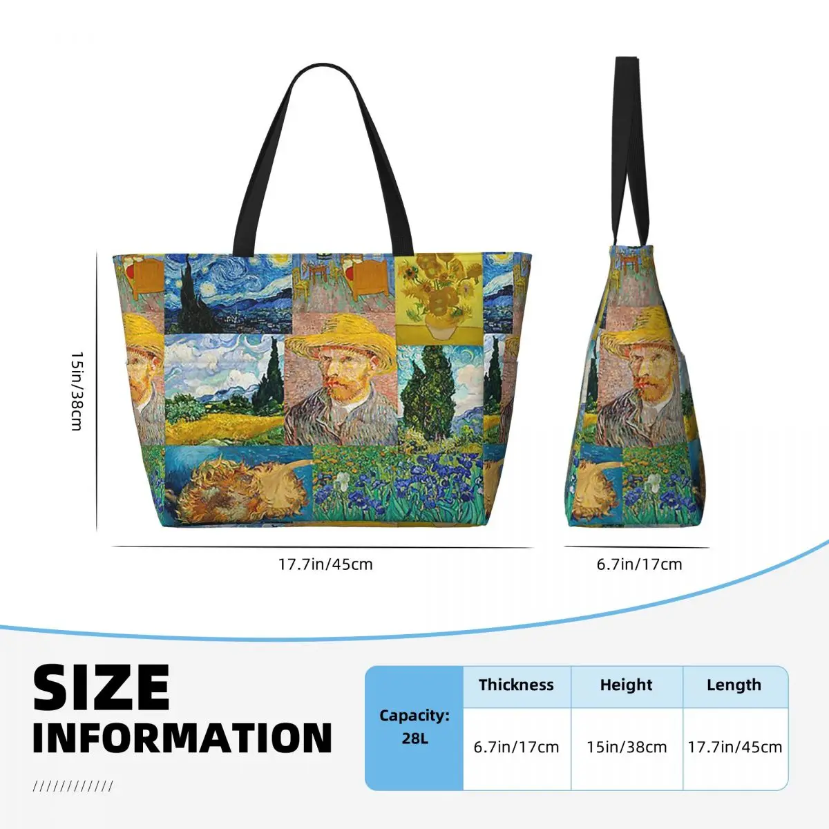 Vincent Van Gogh pinturas arte Collage playa bolso de mano deporte gimnasio Yoga Duffle bolso grande mujer bolsa de viaje bolsa de Fitness