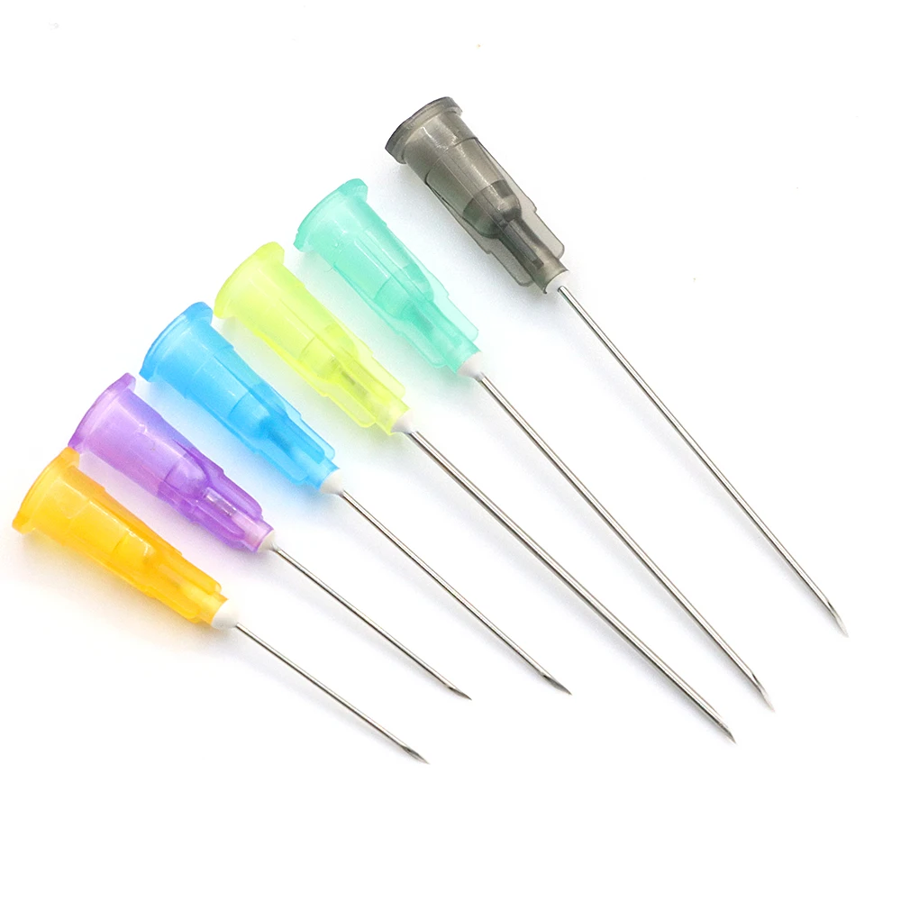 100pcs Dispensing Needles pointed injection needle transparent syringe bayonet needle with transparent cap, glue tool