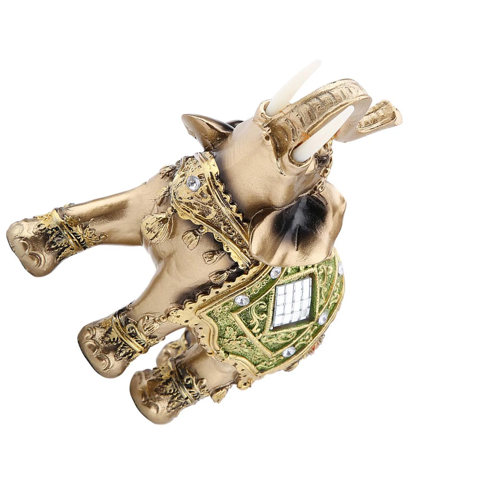 محظوظ فنغ شوي الأخضر الفيل تمثال النحت الثروة تمثال هدية ديكور المنزل حجم كبير 13.5*6*14 سنتيمتر مادة الراتنج ل