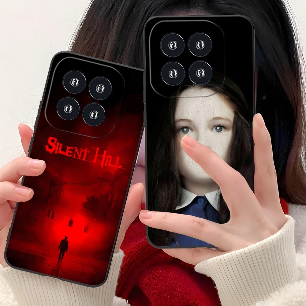 Silent Hill Painting Mobile Cell Phone Case for Xiaomi 14 13 12 11 10 9 T Ultra Lite Pro S SE X 5G Black Soft Phone Cover Shell