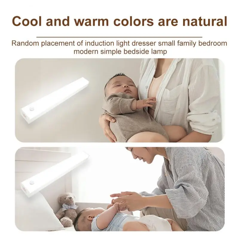 Wireless LED Night Light Motion Sensor USB Rechargeable For Kitchen Cabinet Night Light Wardrobe Desk Lamp Room Decor