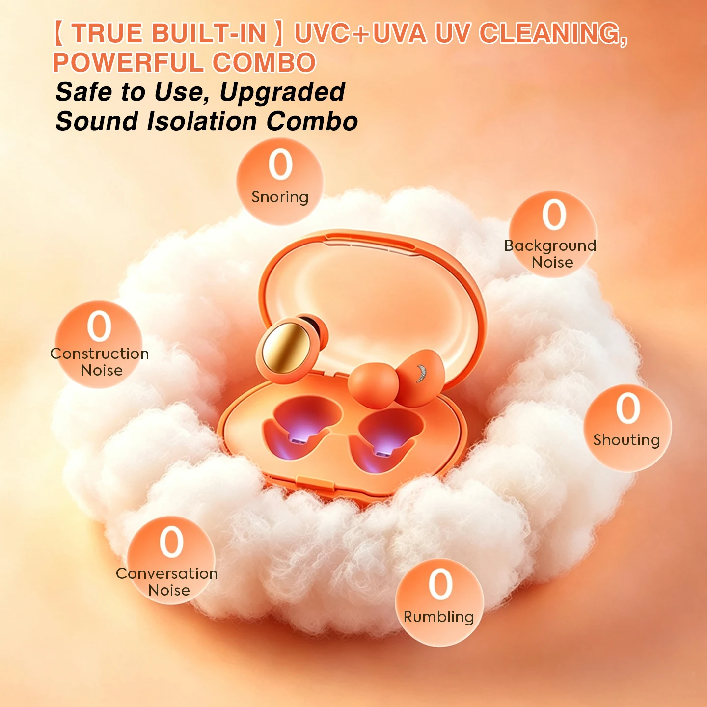 Olyga Reusable Silicone Earplugs for Sleeping, Side Sleepers, Study and Travel with 4 Ear Tip Sizes and UV Case