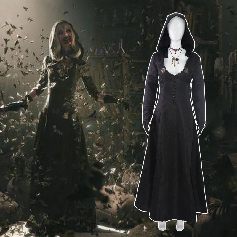 القرية المقيمة تأثيري الشر بيلا سيدة Dimitrescu الخيال زي آدا وونغ أشلي تمويه المرأة فستان هالوين البدلة