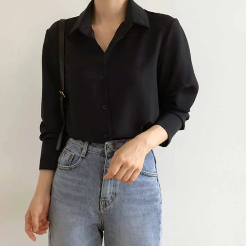 女性用長袖シャツ,クラシックなシフォンブラウス,ラージ,ラージサイズ,シンプルスタイル,新しい服S-4XL