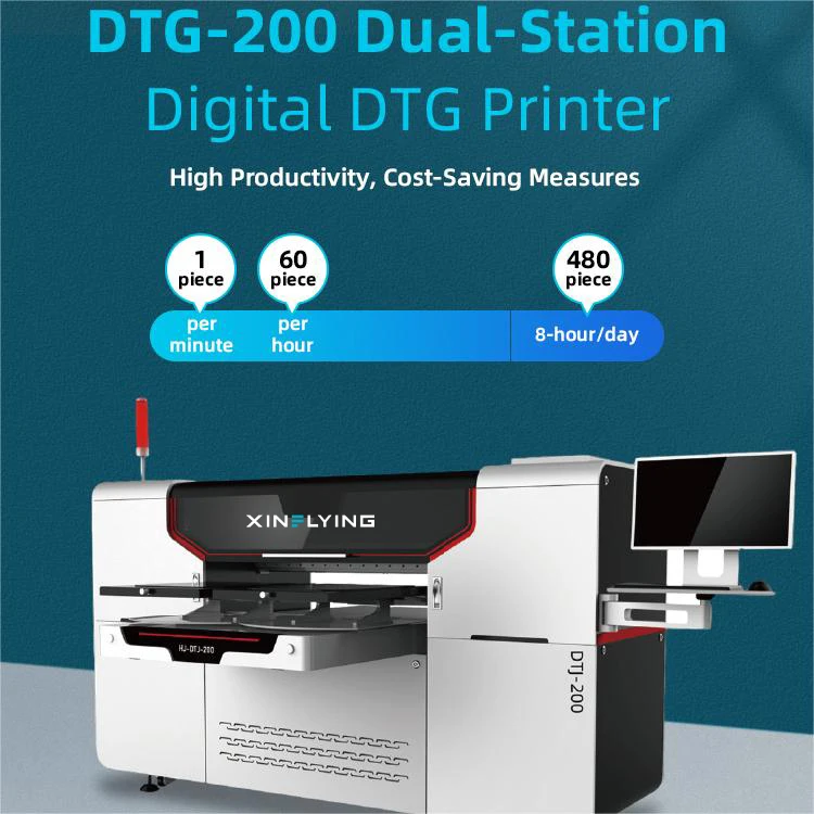 Multifunction Digital DTG Printer Dual-Station I3200 Head with White Ink Circulation System 9-Colors Printing on T-shirt Fabrics