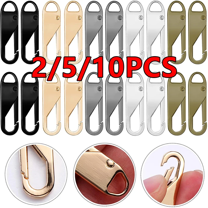 

2-10Pcs Zipper Slider Puller Instant Repair Bag Replacement Bad Buckle Travel Suitcase Head DIY Sewing Craft Tools
