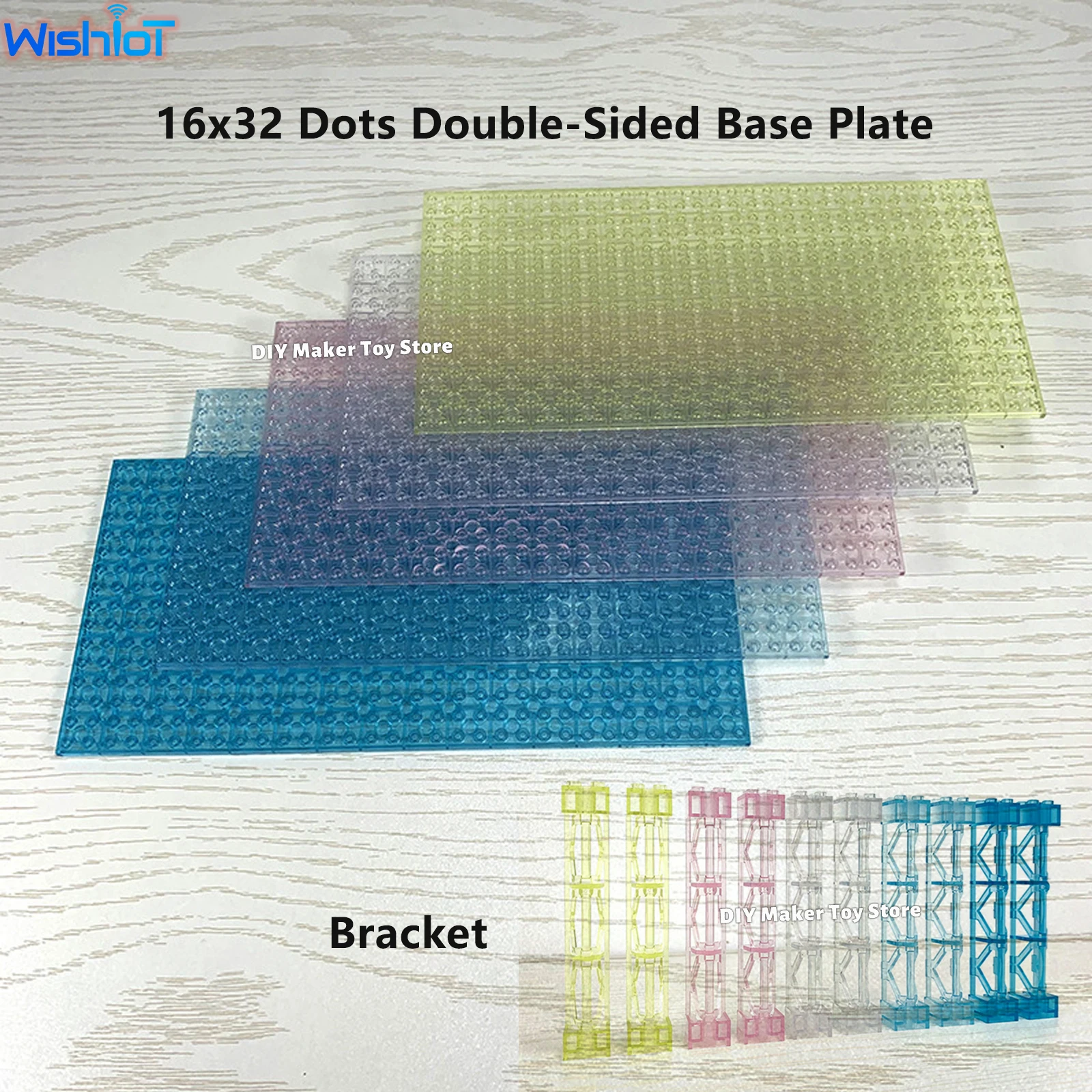 

Transparent 16x32 Dots Double-Sided Baseplate Pillars Bricks 2X2X10 Support Bridge Girder Bracket Building Block Display Rack
