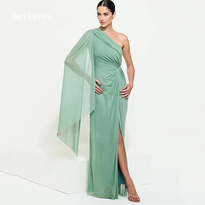 

Smileven Elegant Straight Sky Blue Prom Dress Pleat One Shoulder Evening Gowns Fasional Occasion Dress Customized 2026