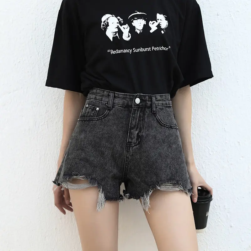 

Short Jean Pants Woman Ripped Boxer High Waist Pocket Denim Shorts for Women Fashion Clothing 2024 Summer Elasticty Cheap Comfy