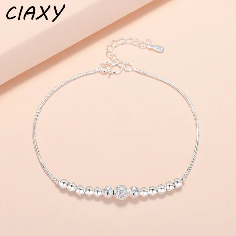 CIAXY 925 Sterling Silver Transfer Beads Bracelet Female Personality Geometric Ball Bracelets Simple Fashion Jewelry