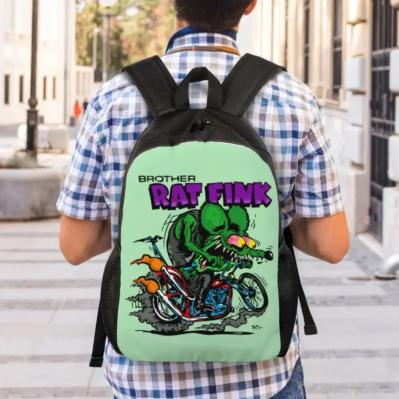 Anime, możliwość personalizacji plecak z Rat Fink z kreskówek dla mężczyzn, kobiet, studenci, torba na książki, pasuje do 15 Cal torby na Laptop