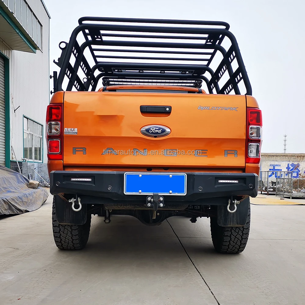 

4X4 Offroad Suv Camping Rear Protect Bar Back Bumper Full Sets of Carbon Frame with Jerry Can and Tyre Mount for Ranger T7