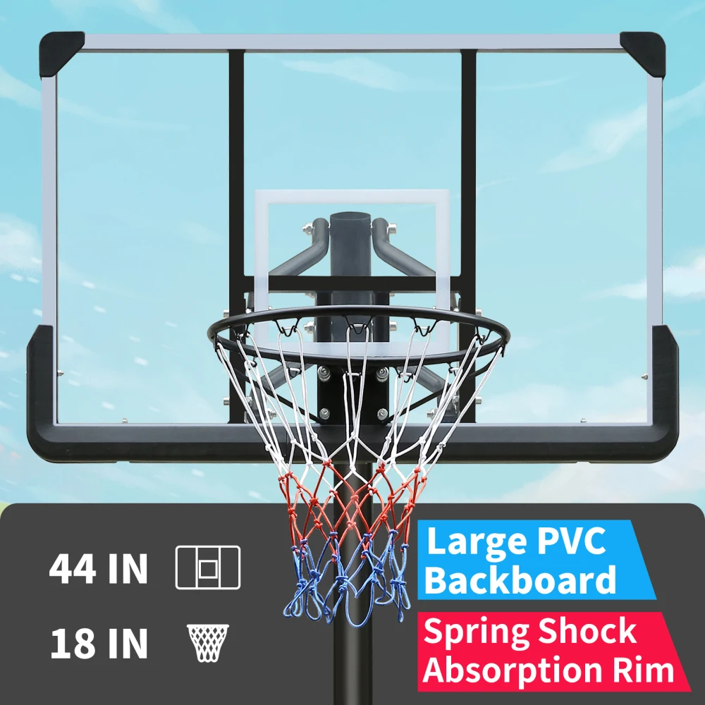 Use for Outdoor Height Adjustable 7.5 To 10ft Basketball Hoop 44 Inch Backboard Portable Basketball Goal System with Stable Base