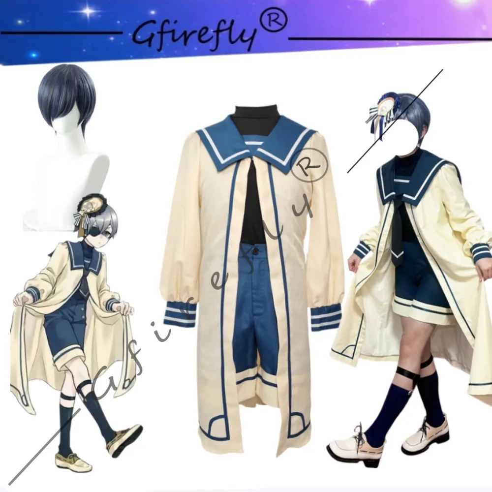 

Black Butler Ciel Phantomhive Cosplay Costume with Eye Patch Wig Accessories Women Halloween Carnival Comic Con Party Outfit