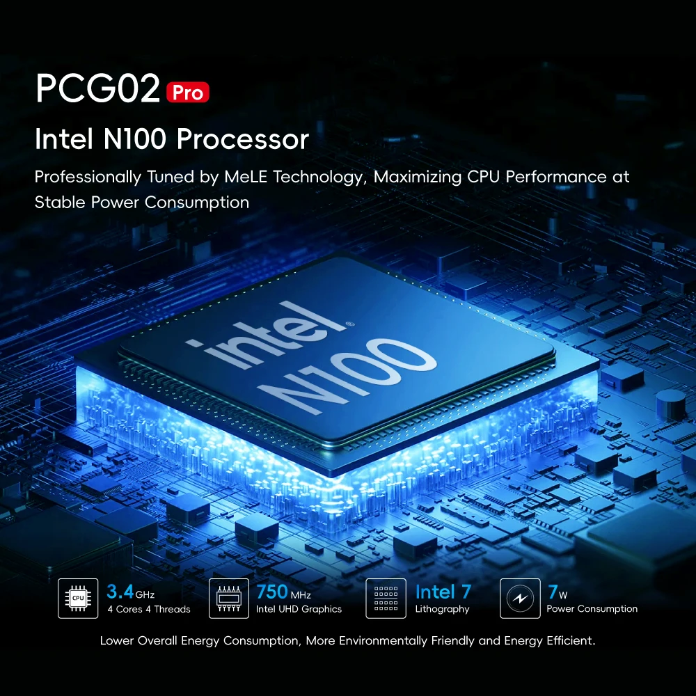 MeLE PCG02 Fanless Mini PC Stick N100 8GB LPDDR4 128GB Micro Desktop Computer with Full Function USB-C, 2.4G/5.0G WiFi, 4K HDMI