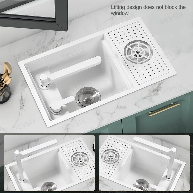Premium Compact WHITE Stainless Steel Hidden Sink – Space-Saving Undermount Design with Anti-Fingerprint Finish for Modern Home