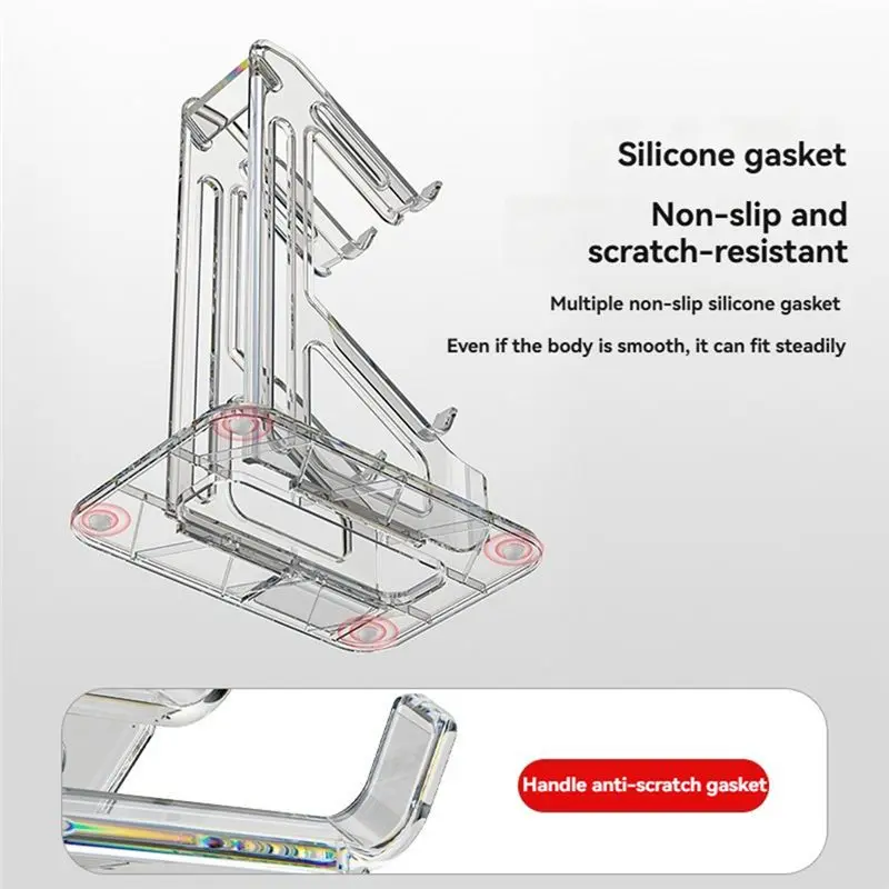 A33T Dual Game Controller Holder RGB Acrylic Gamepad Desktop Stand Headphone Bracket for PS5/for PS4/Switch Transparent